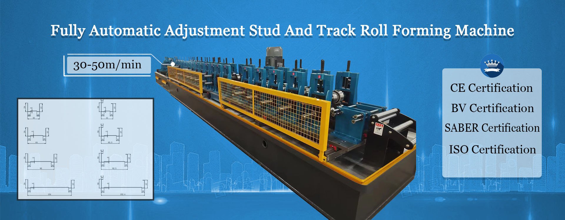 Fully Automatic Adjustment Stud And Track Roll Forming Machine